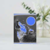 Pop Art Wolf Howling auf der Moon Postcard Postkarte (Stehend Vorderseite)