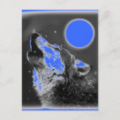Pop Art Wolf Howling auf der Moon Postcard Postkarte (Vorderseite)
