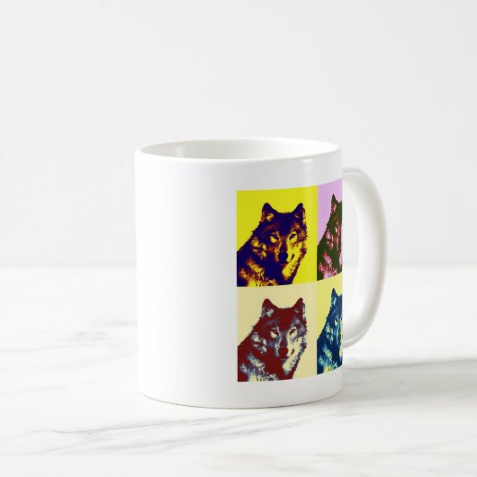 Pop Art Wolf Kaffeetasse (VorderseiteRechts)