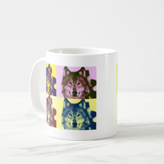 Pop Art Wolf Kaffeetasse (Vorderseite Links)
