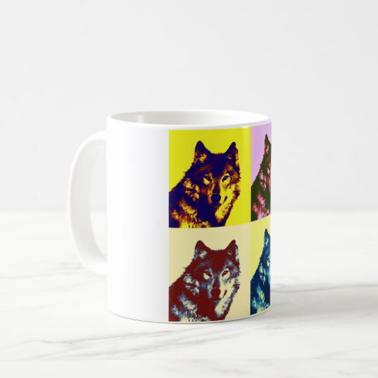 Pop Art Wolf Kaffeetasse (Vorderseite Links)