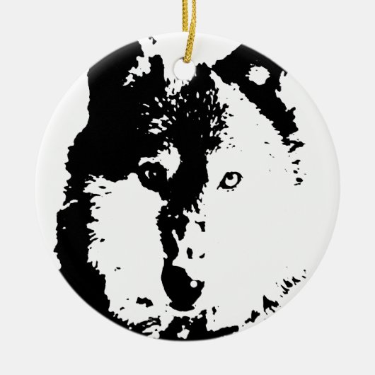 Pop Art Wolf Keramik Ornament (Vorne)