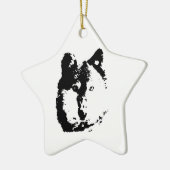 Pop Art Wolf Keramikornament (Links)