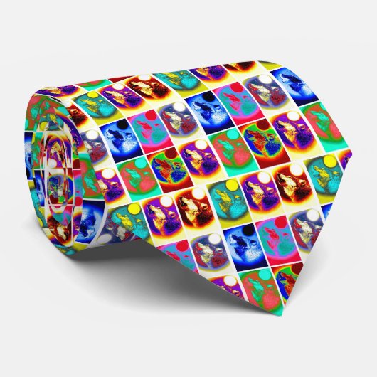 Pop Art Wolf Krawatte (Gerollt)
