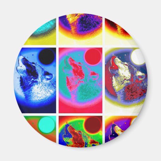 Pop Art Wolf Magnet (Vorne)