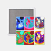 Pop Art Wolf Magnet (Vorderseite/Rückseite)