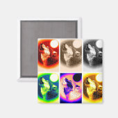 Pop Art Wolf Magnet (Vorderseite/Rückseite)