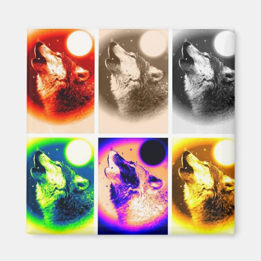 Pop Art Wolf Magnet (Vorne)