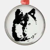 Pop Art Wolf Ornament Aus Metall (Vorne)