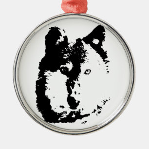 Pop Art Wolf Ornament Aus Metall