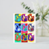 Pop Art Wolf Postkarte (Stehend Vorderseite)