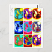 Pop Art Wolf Postkarte (Vorne/Hinten)