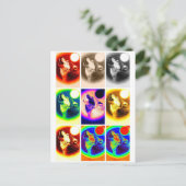 Pop Art Wolf Postkarte (Stehend Vorderseite)