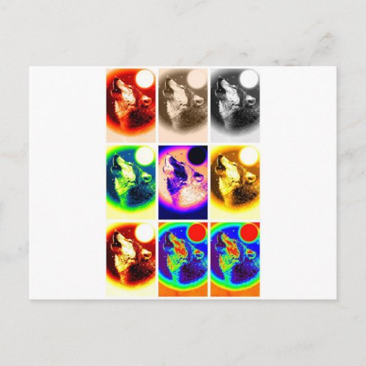 Pop Art Wolf Postkarte (Vorderseite)