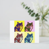 Pop Art Wolf Postkarte (Stehend Vorderseite)