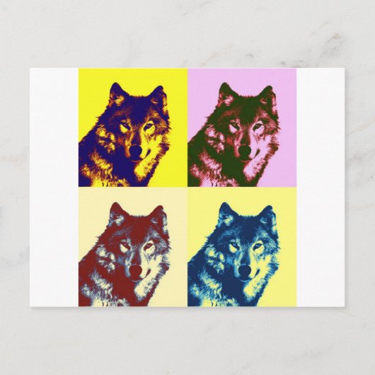Pop Art Wolf Postkarte (Vorderseite)