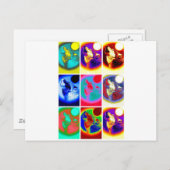 Pop Art Wolf Postkarte (Vorne/Hinten)