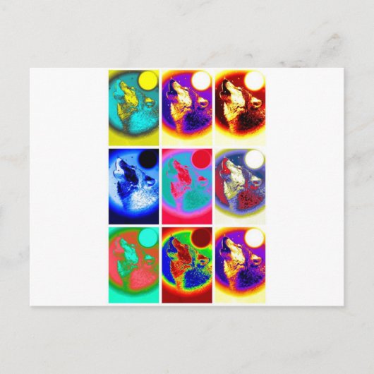 Pop Art Wolf Postkarte (Vorderseite)