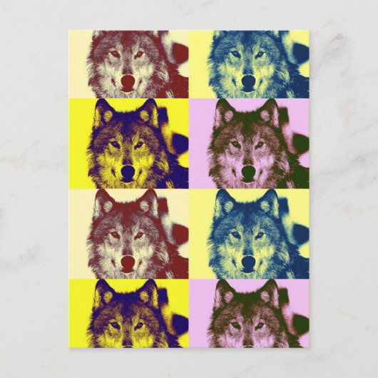 Pop Art Wolf Postkarte (Vorderseite)