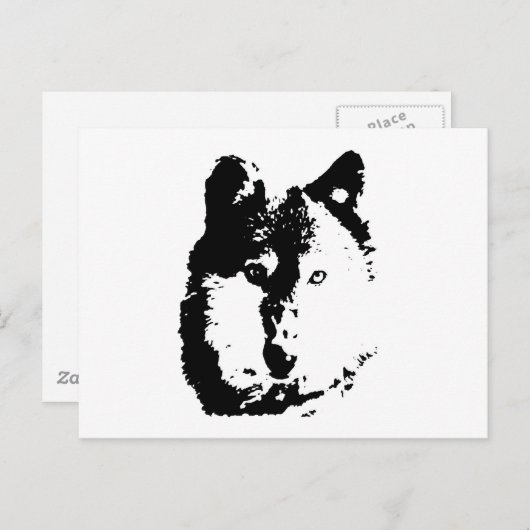 Pop Art Wolf Postkarte (Vorne/Hinten)