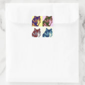 Pop Art Wolf Quadratischer Aufkleber (Tasche)