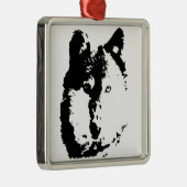 Pop Art Wolf Silbernes Ornament (Rechts)