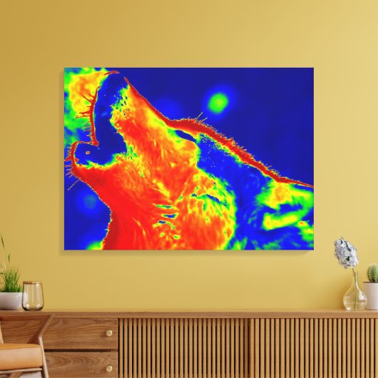 Pop Art Wolf Wrapped Canvas Leinwanddruck (Insitu (Wohnzimmer))