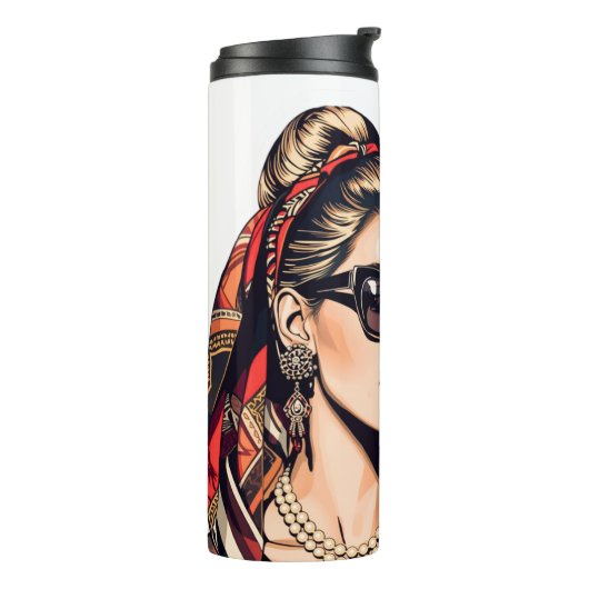 Pop Art Woman Fashion Mood Thermosbecher (Nach links gedreht)