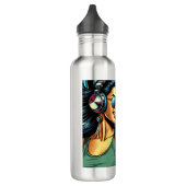 Pop Art Woman in Kopfhörern tanzen Edelstahlflasche (Links)