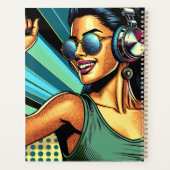 Pop Art Woman in Kopfhörern tanzen Planer (Rückseite)