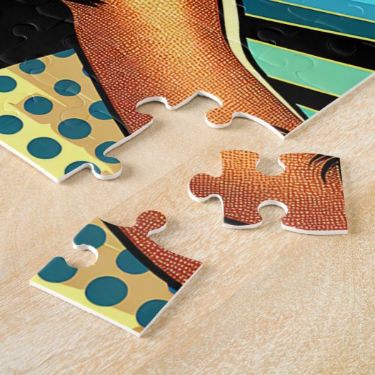 Pop Art Woman in Kopfhörern tanzen Puzzle (Seite)