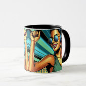Pop Art Woman in Kopfhörern tanzen Tasse (VorderseiteRechts)
