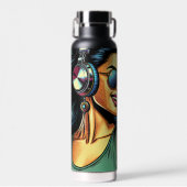 Pop Art Woman in Kopfhörern tanzen Trinkflasche (Vorne)