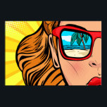 Pop Art Woman in Sonnenbrille am Beach Poster<br><div class="desc">Eine coole Pop-Künstlerin in Sonnenbrillen,  die den Strand in ihren Gläsern reflektiert. Toll mit einem einfachen schwarzen Rahmen.</div>
