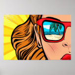 Pop Art Woman in Sonnenbrille am Beach Poster<br><div class="desc">Eine coole Pop-Künstlerin in Sonnenbrillen,  die den Strand in ihren Gläsern reflektiert. Toll mit einem einfachen schwarzen Rahmen.</div>