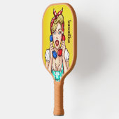 Pop Art Woman individuelle Name Pickleball Schläger (Links)