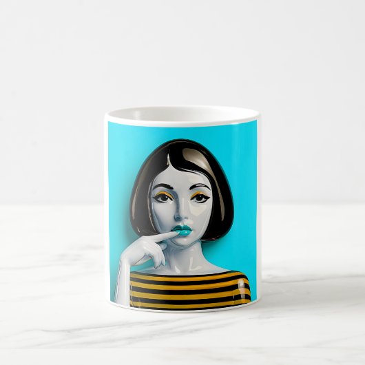 Pop Art Woman Kaffeetasse (Mittel)