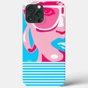 Pop Art Woman White Sunglasses Biting Blue Lips Case-Mate iPhone Hülle