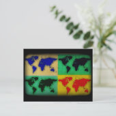 Pop Art World Map Postkarte (Stehend Vorderseite)
