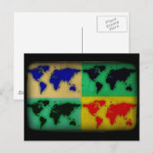 Pop Art World Map Postkarte (Vorne/Hinten)