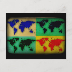 Pop Art World Map Postkarte