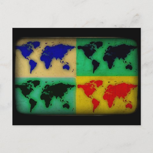 Pop Art World Map Postkarte (Vorderseite)