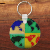 Pop Art World Map Schlüsselanhänger (Vorderseite)