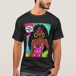 Pop Art Wow Melanin Schöne Schwarze Frau Reise S T-Shirt