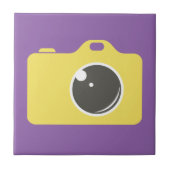 Pop Art Yellow Camera Lila Fliese (Vorderseite)