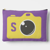 Pop Art Yellow Camera Lila Monogram Zubehörtasche (Vorderseite)