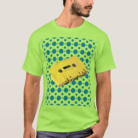 Pop Art Yellow Cassette Tape T-Shirt (Vorderseite)