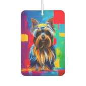 Pop Art Yorkie Dog Funky Air Freshener Autolufterfrischer (Vorderseite)