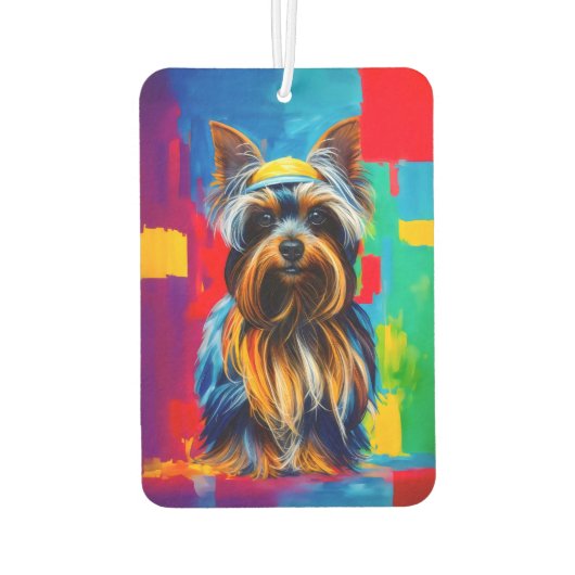 Pop Art Yorkie Dog Funky Air Freshener Autolufterfrischer (Rückseite)