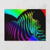 Pop Art Zebra in Neonenregenbogenfarben Postkarte (Vorderseite)
